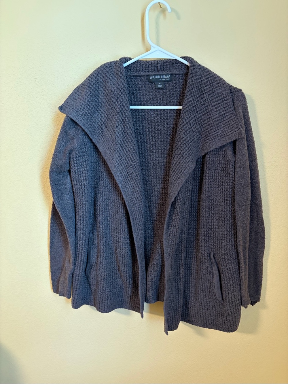 Barefoot Dreams Women's Open-Front Shawl Collar Cardigan - Charcoal Gray
